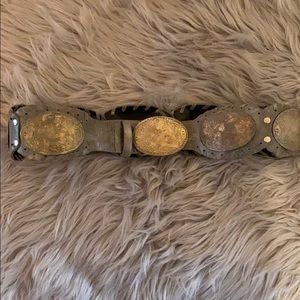 Sandy Duftler- gray leather belt with silver